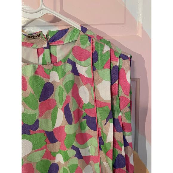 Vintage 60s Mod Abstract Shift Dress Buppa & B.P. Sleeveless Pockets Size M - Picture 4 of 9